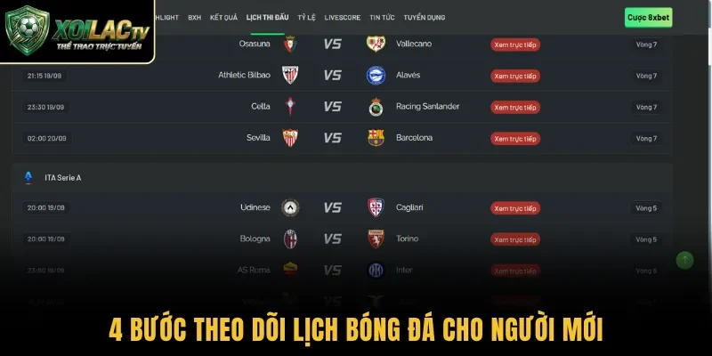 4 bước theo dõi lịch bóng đá cho người mới