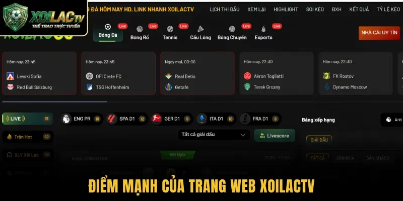 Điểm mạnh của trang web XoilacTV