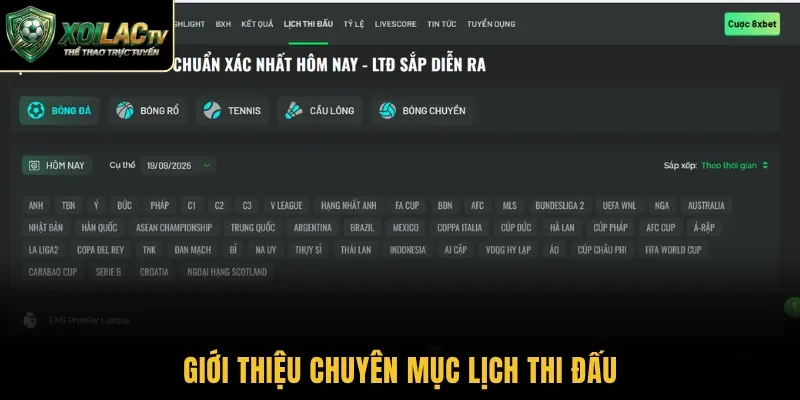 Giới thiệu chuyên mục lịch thi đấu