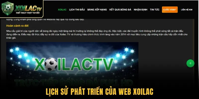 Lịch sử phát triển của web Xoilac